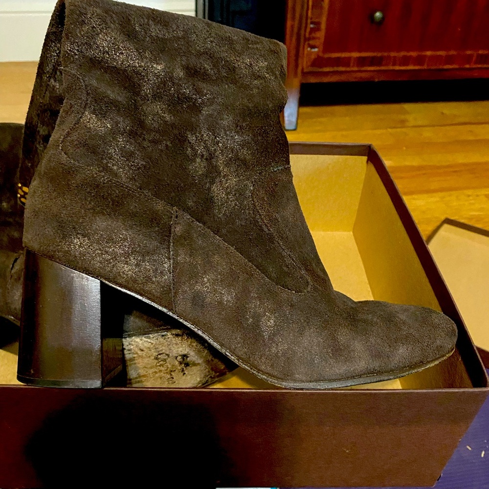 Brown suede knee high boots